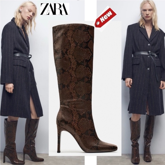 Zara | Gorgeous Leather Animal Print Boots - Picture 3 of 15